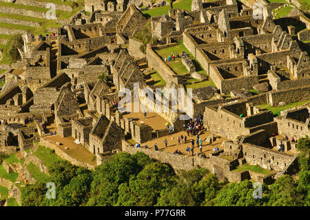 Close Up Machu Picchu au lever du soleil, au Pérou Banque D'Images