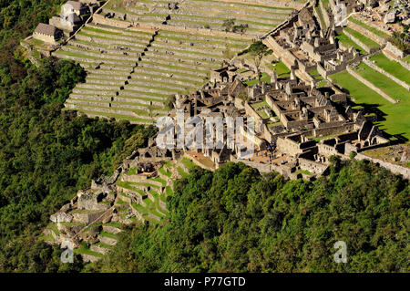 Close Up Machu Picchu au lever du soleil, au Pérou Banque D'Images