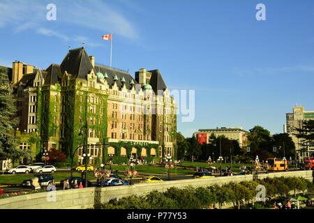 Hôtel Empress et port intérieur à Victoria, C.-B., Canada Banque D'Images