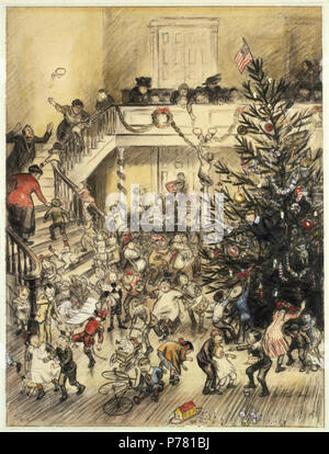 . Joyeux Noël (vers 1910) se délecte de Noël 6 Brooklyn Museum - Joyeux Noël (Yuletide respire) - William Glackens - dans l'ensemble Banque D'Images