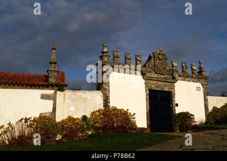 Entrée principale façade de la Casa de Leiras, Caminha, la province du Minho, au nord du Portugal Banque D'Images