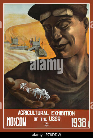 Vintage URSS Union Soviétique Poster d'exposition agricole de l'URSS années 1930 par compagnie Intourist Union Soviétique Moscou URSS 1938 Banque D'Images