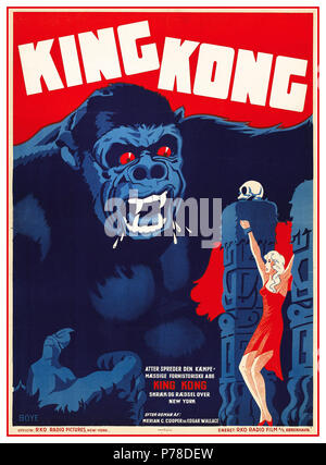 Vintage 1933 King Kong King Kong film danois affiche de film affiche de film d'Horreur Banque D'Images