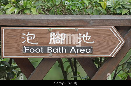 Inscrivez-vous à 'bain de pieds', où les poissons mangent les peaux mortes au large de peuples pieds Dasyueshan National Forest, avril Taiwan Banque D'Images