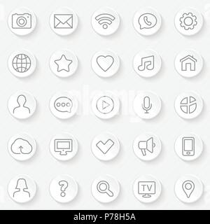 Lignes fines web icons set - Contact et de la communication. Vector illustration. Illustration de Vecteur