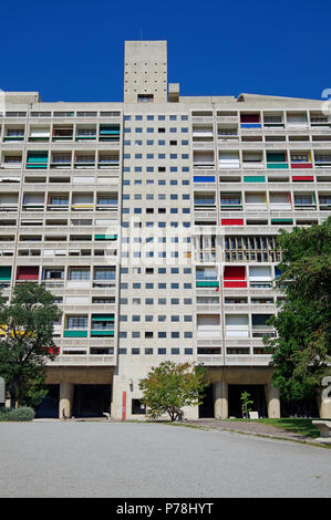 Élévation est de l'Unité d'habitation, un immeuble à Marseille, l'architecte Le Corbusier, un pionnier de l'architecture moderne. Banque D'Images