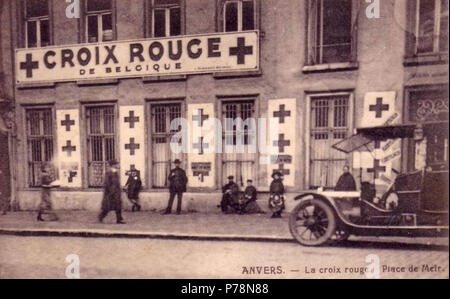 Français : Les bureaux de la Croix-Rouge à Anvers, Place du Meir, en 14-18. 12 août 2013, 23:04:38 Anvers 3 CR de la place de Meir Banque D'Images