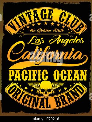 California Vintage T shirt Homme Slogan Vecteur Conception graphique Illustration de Vecteur