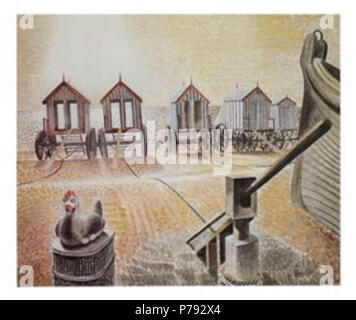 Travail par Eric Ravilious . avant 1942 48 Ravilious - Echelle-machines-aldeburgh Banque D'Images