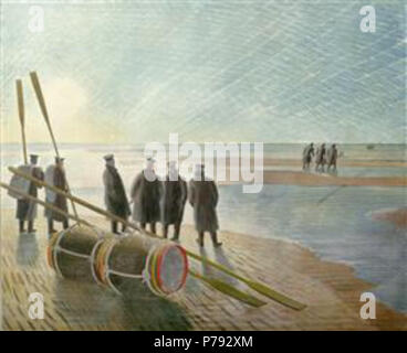 Travail par Eric Ravilious . avant 1942 48 Ravilious - dangereux - Le travail à des hauts-fonds(3) Banque D'Images