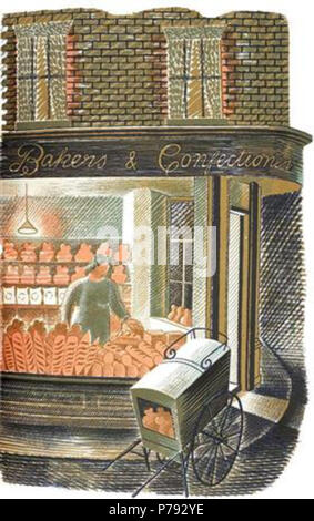 Travail par Eric Ravilious . avant 1942 48 Ravilious - haute-street-series-et-pâtissier-boulanger Banque D'Images