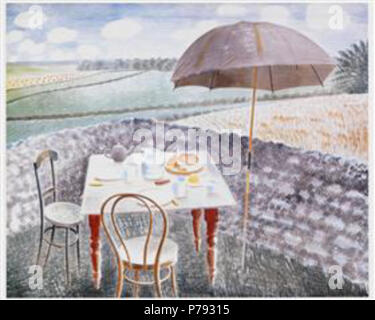 Travail par Eric Ravilious . avant 1942 49 Ravilious - plateau-à-furlongs-1942 Banque D'Images
