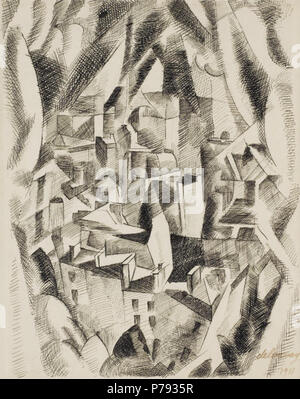 Anglais : La ville de Paris (étude pour La Tour Eiffel). Signé et daté 1911, 'Delaunay' plume et encre de chine sur papier, 41,6 x 31,6 cm . 1911 49 Robert Delaunay La ville de Paris (étude pour La Tour Eiffel), 1911 Banque D'Images