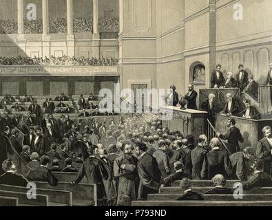 La France. Versailles. L'Assemblée nationale. Élection du nouveau président. L'élu a été l'homme d'État français Marie Franc ois Sadi Carnot (1837-1894), le 3 décembre 1887 jusqu'à son assassinat en 1894. La gravure. Banque D'Images