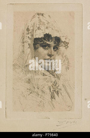 . Svenska : Anglais Spanjorska : Espagnol Dame 18849 Anders Zorn - Spanish Lady (1884) Banque D'Images