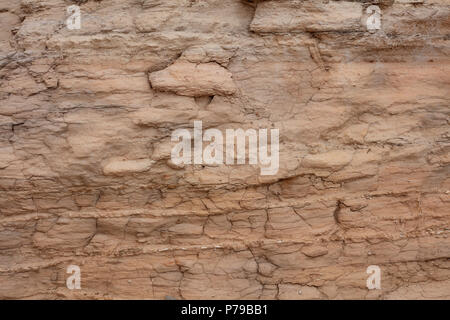 Fermer l'arrière-plan Nature de détail de roche sédimentaire érodée face à Castle Rock Badlands, Kansas, États-Unis Banque D'Images