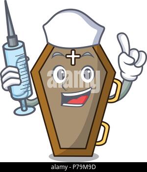 Caractère cartoon style infirmière coffin Illustration de Vecteur