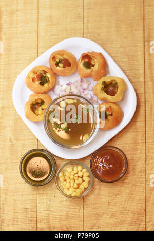 Pani Puri, Golgappe point, l'Inde, Chat Banque D'Images