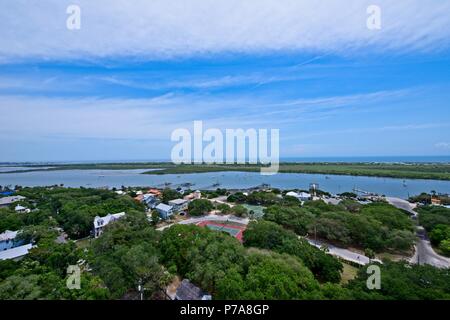 Vue aérienne de la partie supérieure de la St Augustine, Florida Lighthouse Banque D'Images