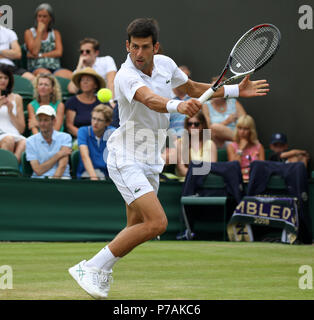 NOVAK DJOKOVIC, le tournoi de Wimbledon 2018, le tournoi de Wimbledon 2018, le All England Tennis Club, 2018 Banque D'Images