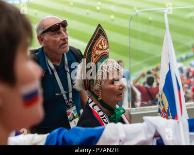 Moscou, Russie - 01 juillet, 2018 Coupe du monde 2018 : LA FIFA, Football fans lors du match en Russia-Spain ronde de 16 Banque D'Images