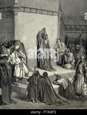 Ancien Testament. David, roi du Royaume-Uni d'Israël (1014-970 BCE). Le deuil mort d'Absalom. Bible gravure de Gustave Dore, 19e siècle. Banque D'Images