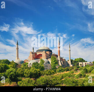 Sainte-sophie Mosquel , Istanbul, Turquie sur une journée lumineuse, image panoramique Banque D'Images