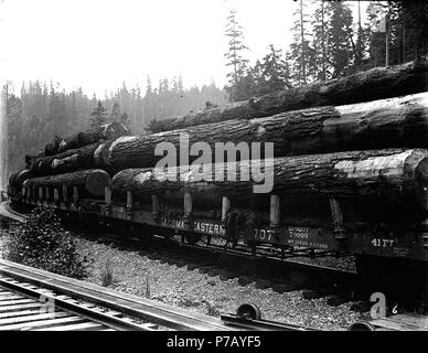 . Anglais : grumes disposées sur les voitures de chemin de fer de l'Est, Washington Tacoma, ca. 1908 . Anglais : Sur le manchon de négatif : les arbres. Grand sapin chargé sur les voitures. Sujets (LCTGM) : industrie du bois--Washington (État) ; sciage ; des voies de chemin de fer--Washington (État) Sujets (LCSH) : Connexion transport--Washington (État), l'exploitation forestière--Washington (État) ; bois--Washington (État) . vers 1908 53 grumes disposées sur les voitures de chemin de fer de l'Est, Washington Tacoma, ca 1908 (214 bar) Banque D'Images