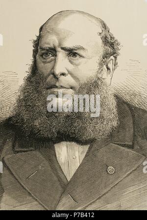 Jose Campo Perez (1814-1889). 1er marquis de Campo. L'armateur et homme politique espagnol. Portrait. Gravure de A. Carretero (1852-1903) dans l'illustration espagnole et américaine, 1880. Banque D'Images