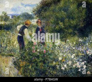 Travailler par Pierre-Auguste Renoir . avant 1919 70 - Renoir-picking flowers-1875.jpg !PinterestLarge Banque D'Images