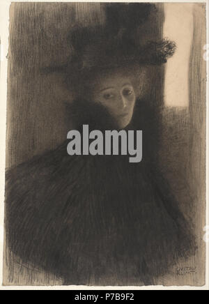 . Portrait d'une dame avec cape et chapeau, 1897-1898 c. 1897-1898 43 Gustav Klimt - Portrait d'une dame avec cape et chapeau, 1897-1898 - Banque D'Images