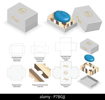 Boîte rigide pour savon arrondi découpe avec la maquette Illustration de Vecteur
