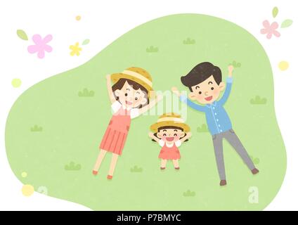 Vector - Profitez de la saison du printemps avec happy family illustration 002 Illustration de Vecteur