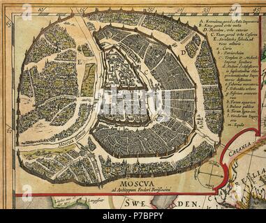 HISTORIA DE RUSIA. PLANO DE MOSCU perteneciente a la obra "théâtre du Monde' o 'Nouvel Atlas' de Guillaume et Jean Blaeu. Amsterdam. Año 1643. Banque D'Images