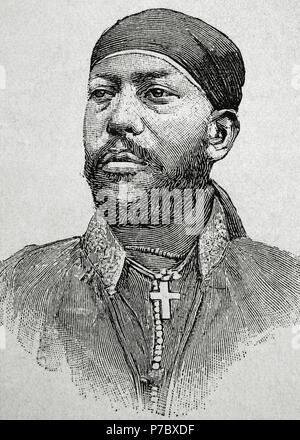 Ménélik II (1844-1913). Negus du Choa (1866-89) et l'empereur d'Éthiopie de 1889 à sa mort. Portrait. La gravure. 'La Ilustracion Artistica', 1896. Banque D'Images