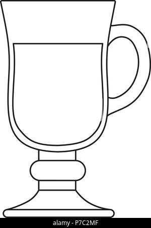 Les dessins au trait noir et blanc en verre de vin chaud Illustration de Vecteur