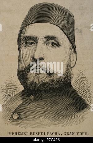 Mehmed Rushdi Pacha (1811-1876). Homme d'État ottoman. Portrait. La gravure. Banque D'Images