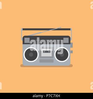 Retro radio et lecteur de cassette. Vector illustration Illustration de Vecteur