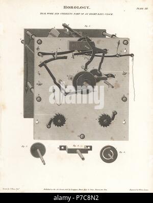 Composez le travail et trouver une partie des huit jours de réveil. La gravure sur cuivre par Wilson Lowry D'après un dessin de John Farey Jr. d'Abraham Rees' Cyclopedia ou Dictionnaire Universel des Sciences, des arts et de la littérature, Longman, Hurst, Rees, Orme et Brown, Londres, 1808. Banque D'Images