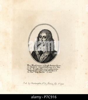 Prince Rupert, comte palatin du Rhin, le général du cheval au Roi Charles I, 1643. La gravure sur cuivre de William Richardson illustrant les portraits biographiques de Granger's history of England, Londres, 1792-1812. James Granger (1723-1776) était un pasteur anglais, biographe, et imprimer collecteur. Banque D'Images
