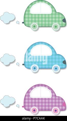 Vector set of cute baby clip art éléments d'album ou carte de souhaits de douche de bébé et enfant design. Découper le papier ou tissu à carreaux autocollants de vert, Illustration de Vecteur