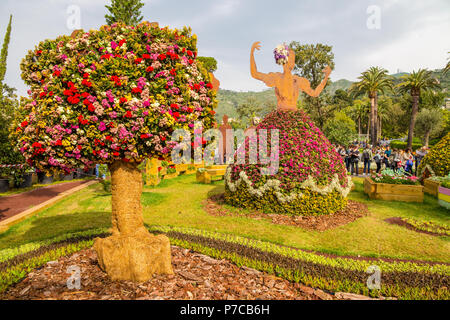 Gênes, Italie, le 3 mai 2018 - composition de fleurs pendant Euroflora 2018, l'exposition internationale de fleurs et plantes ornementales faites à Gênes (Geno Banque D'Images