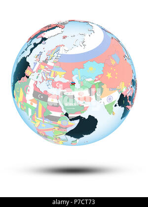 Azerbaïdjan sur les globe avec ombre isolé sur fond blanc. 3D illustration. Banque D'Images