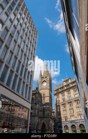 Le Wool Exchange et autres détails architecturaux à Bradford City Centre, Royaume-Uni Banque D'Images