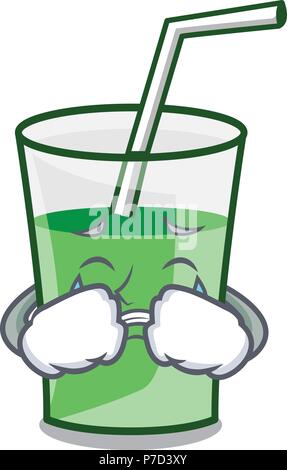 Smoothie vert criant mascot cartoon Illustration de Vecteur