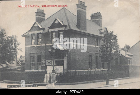 Carte postale vintage de Willesden Green de Police, London, England, UK Banque D'Images