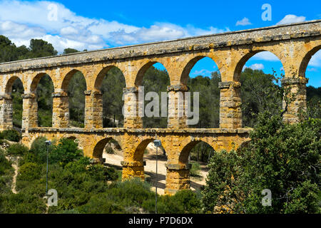 Pont du Diable, Aqüeducte de les Ferreres, Pont del Diable, Site du patrimoine mondial de l'Ensemble archéologique de Tarraco Banque D'Images