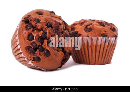 Deux pépites de chocolat muffins gâteaux de tasse Banque D'Images