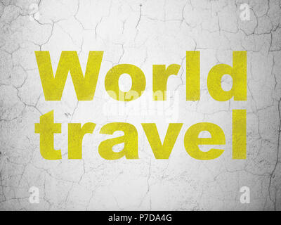 Locations de concept : World Travel sur wall background Banque D'Images