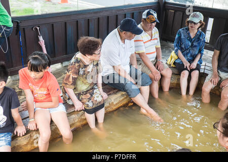 Sex,springs,foot,m,profiter,randonnées,trempage,randonnée pédestre,Randonnée,Qixing Yangmingshan,National,Parc,Taipei,Taiwan,Chine,Chinois,,République de Chine,RDC,Asia,Asian Banque D'Images